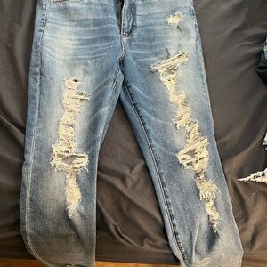 Distressed Blue Jeans